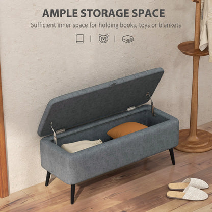 40" Ottoman with Storage, Linen Upholstered Bench, Dark Grey Storage Ottomans & Benches at Gallery Canada