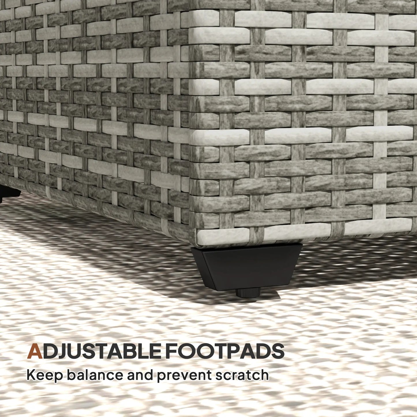 PE Wicker Outdoor Coffee Table, Rectangular Patio Table With Tempered Glass Top, Light Grey Patio Side Tables at Gallery Canada