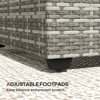 PE Wicker Outdoor Coffee Table, Rectangular Patio Table With Tempered Glass Top, Light Grey Patio Side Tables at Gallery Canada