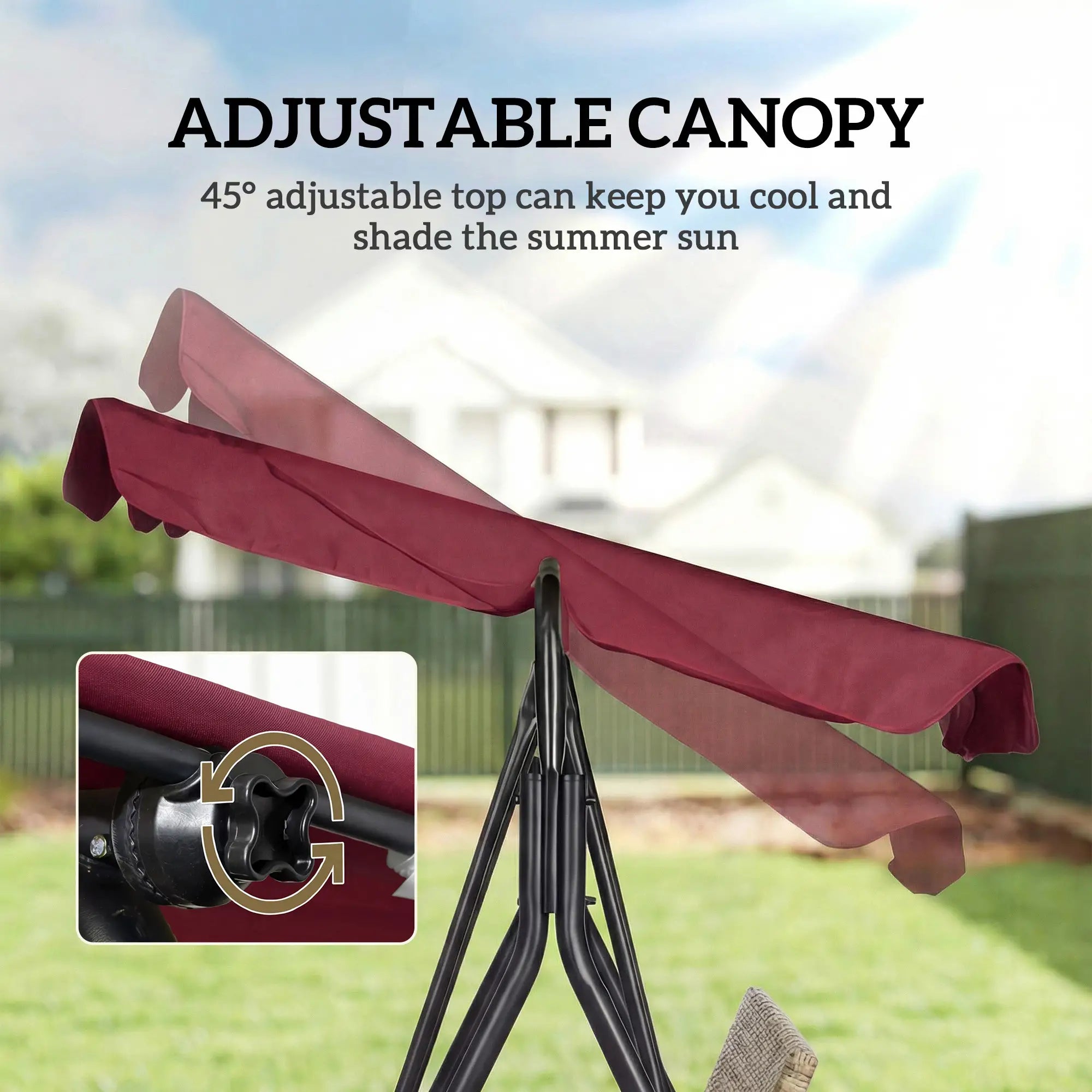 Outdoor 3-Seat Porch Swing With Canopy, Rattan, Cushion, Cushion Patio Swings with Stand at Gallery Canada