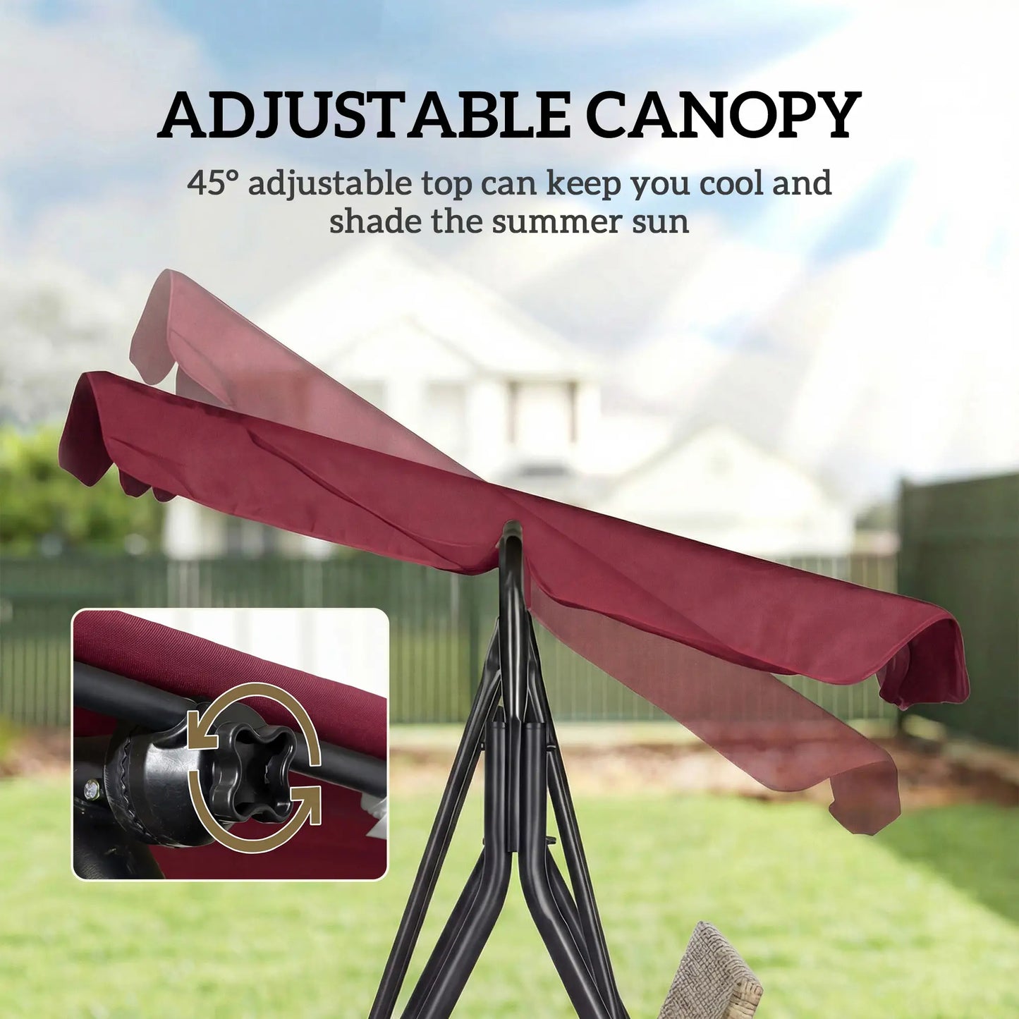 Outdoor 3-Seat Porch Swing With Canopy, Rattan, Cushion, Cushion Patio Swings with Stand at Gallery Canada
