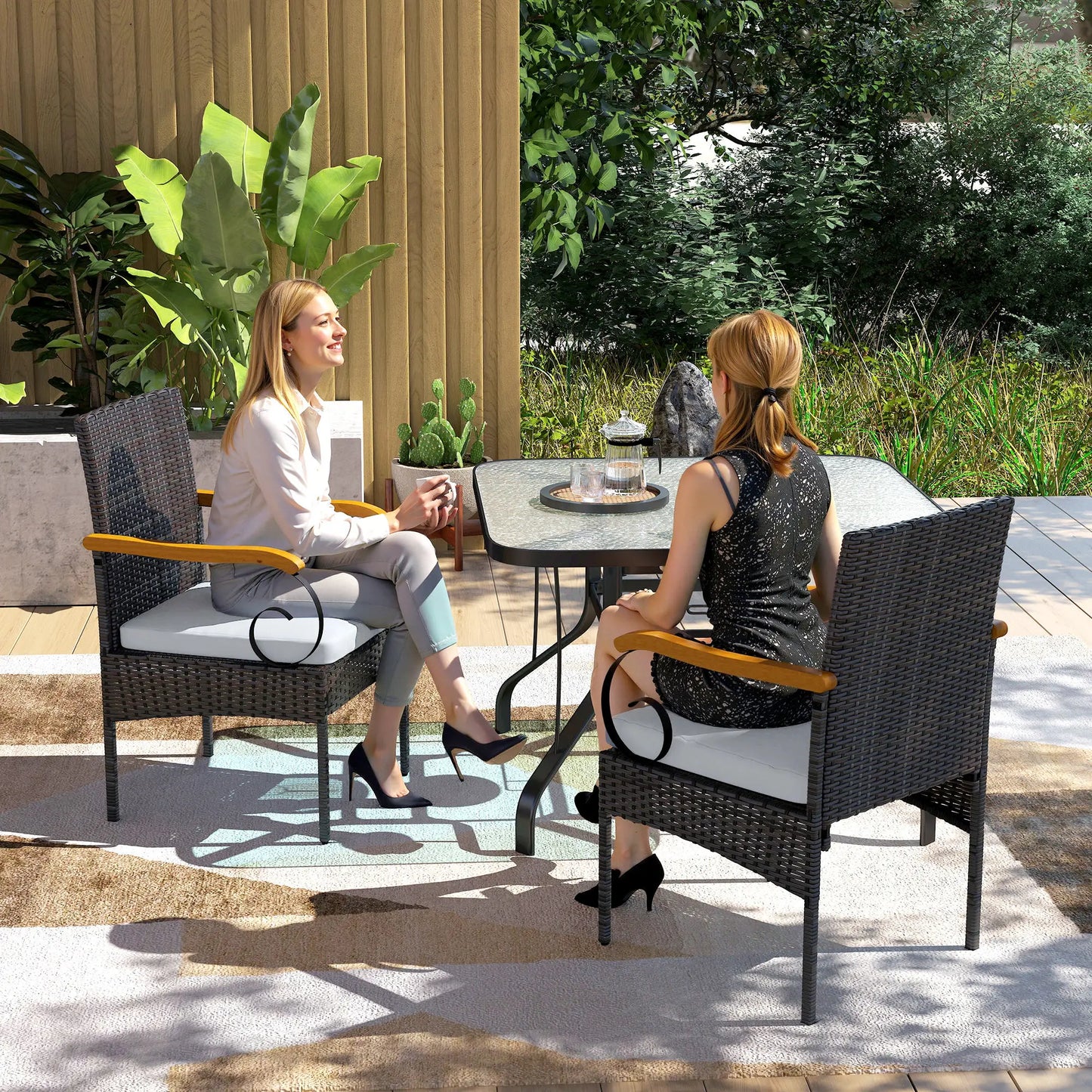 Set of 2 Rattan Outdoor Dining Chairs, Wicker Patio Chairs, Light Grey Patio Chairs at Gallery Canada