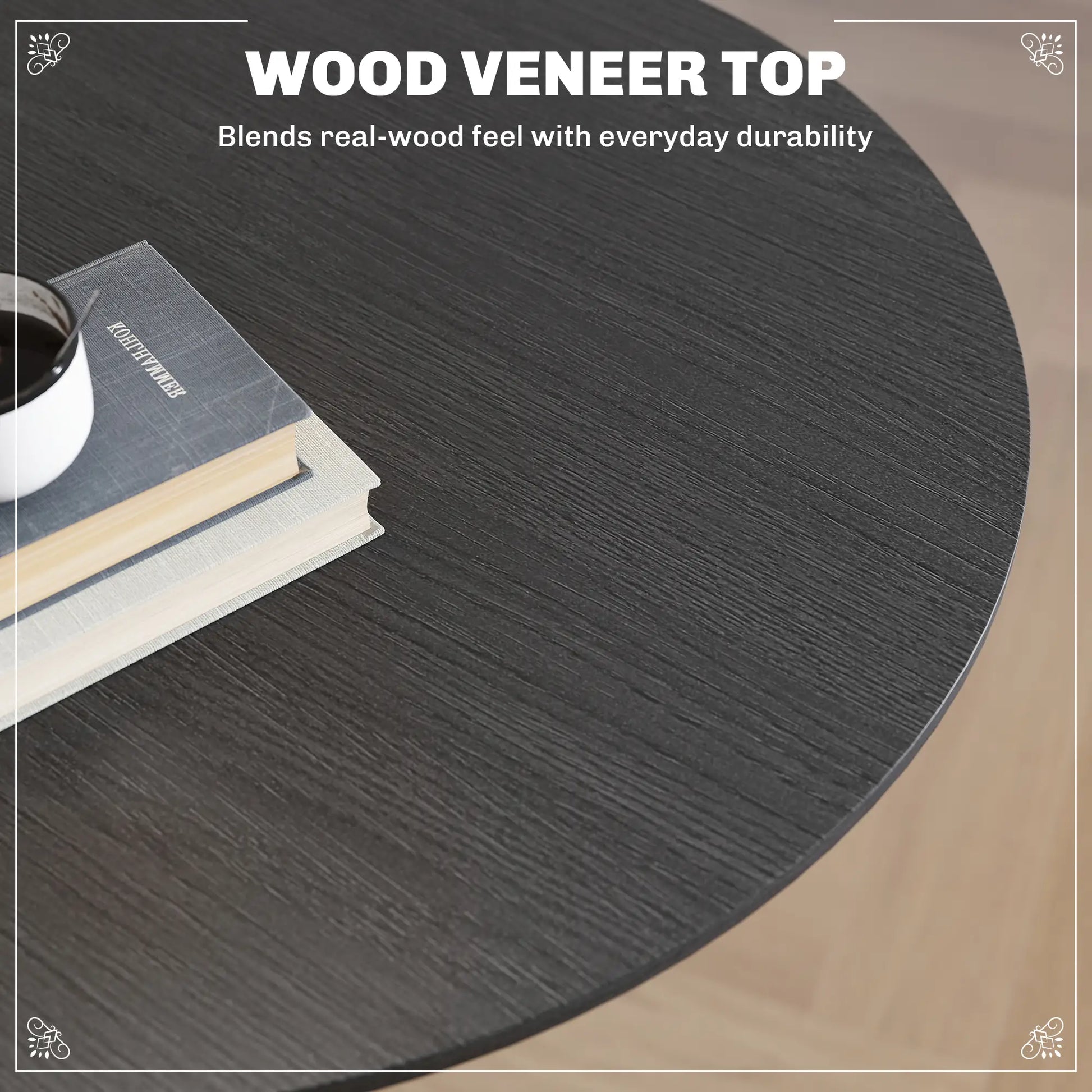 Round Table for 2, 40.2 Inch, Steel Frame, Non-Slip Base, Black Bar Tables at Gallery Canada