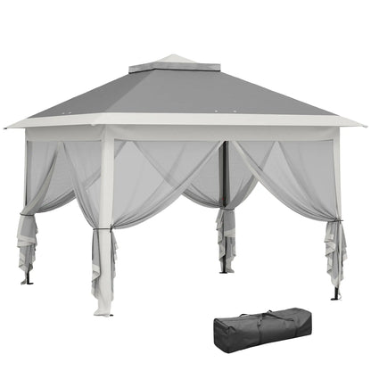 11' x 11' Pop Up Gazebo, Double Roof Foldable Canopy Tent, Dark Grey Pop Up Canopies at Gallery Canada