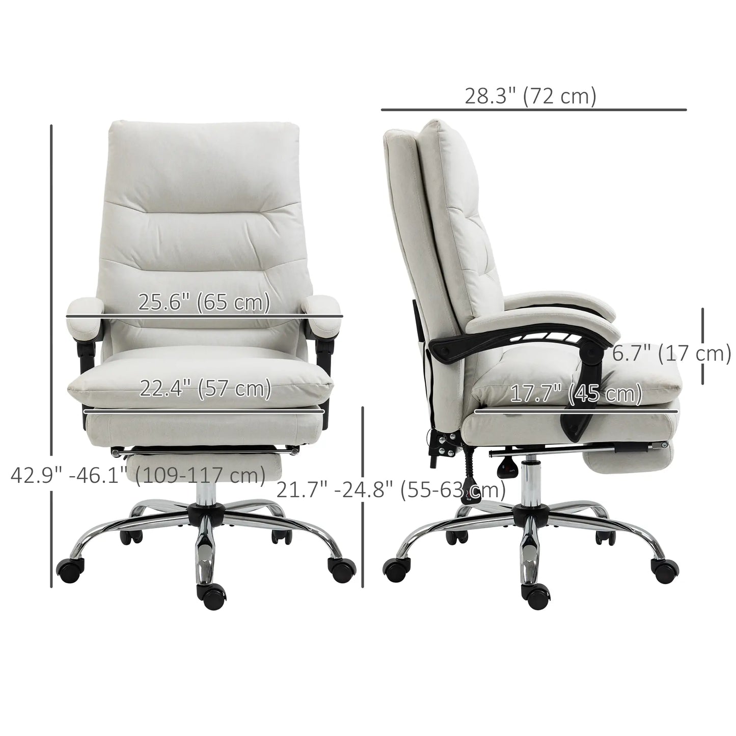 Executive Office Chair with Massage and Heat, Reclining Computer Chair with Footrest, Cream White Massage Chairs at Gallery Canada