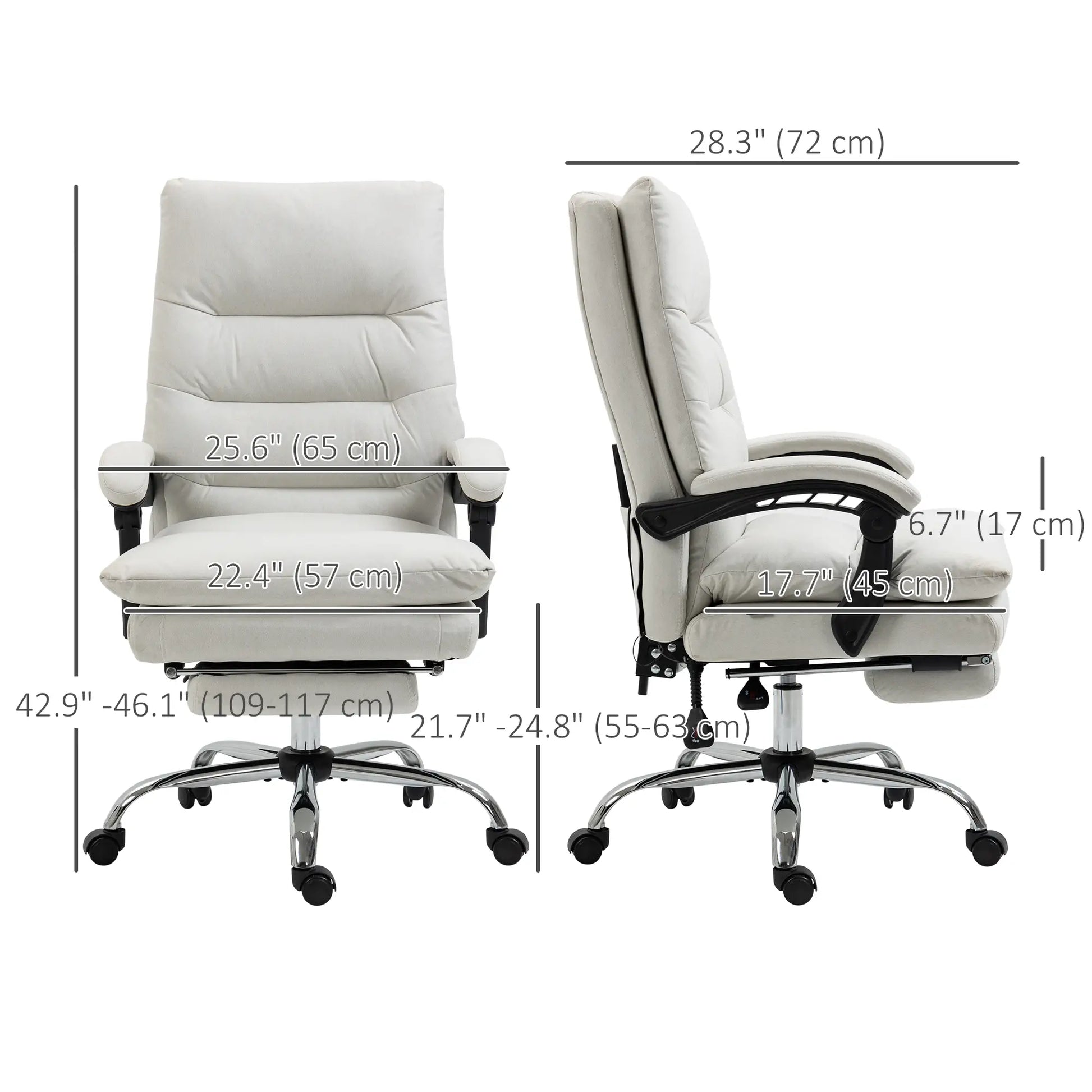 Executive Office Chair with Massage and Heat, Reclining Computer Chair with Footrest, Cream White Massage Chairs at Gallery Canada