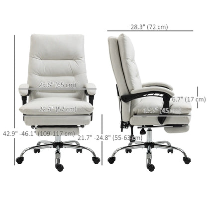 Executive Office Chair with Massage and Heat, Reclining Computer Chair with Footrest, Cream White Massage Chairs at Gallery Canada