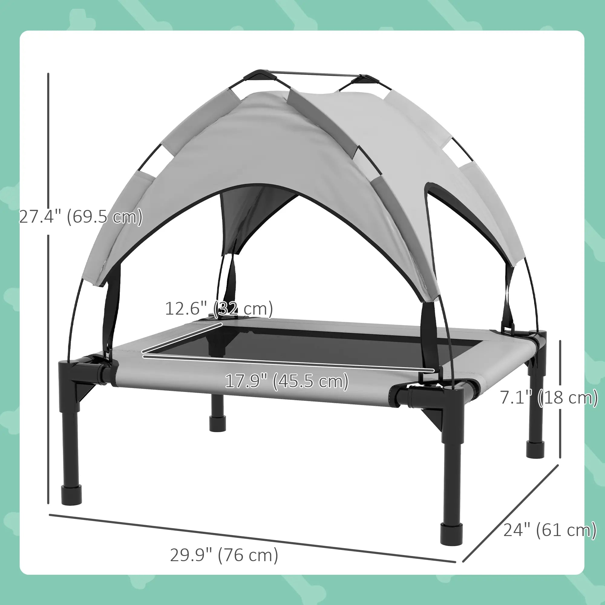 Raised Dog Bed With Canopy, Washable Mesh, Small Medium, Light Grey Elevated Dog Beds at Gallery Canada