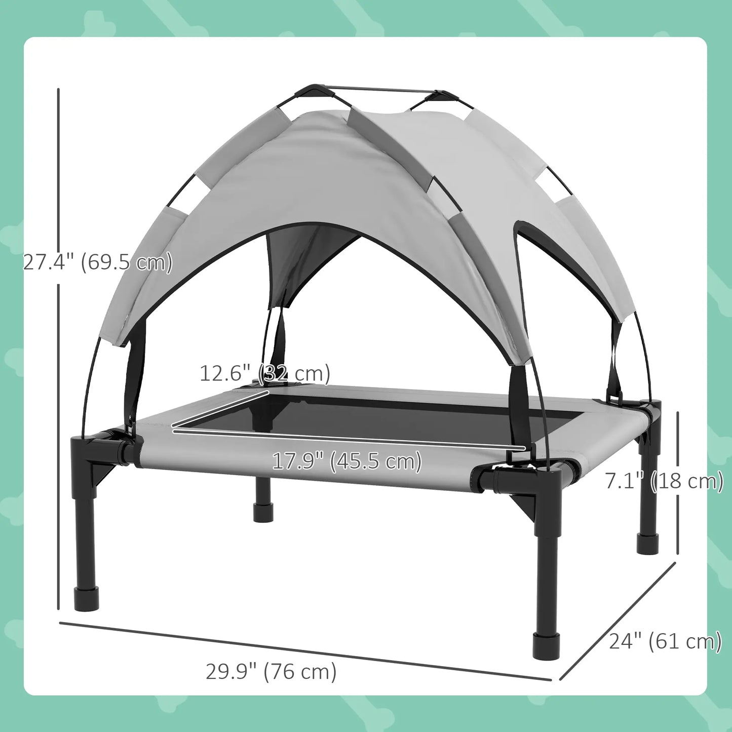 Raised Dog Bed With Canopy, Washable Mesh, Small Medium, Light Grey Elevated Dog Beds at Gallery Canada