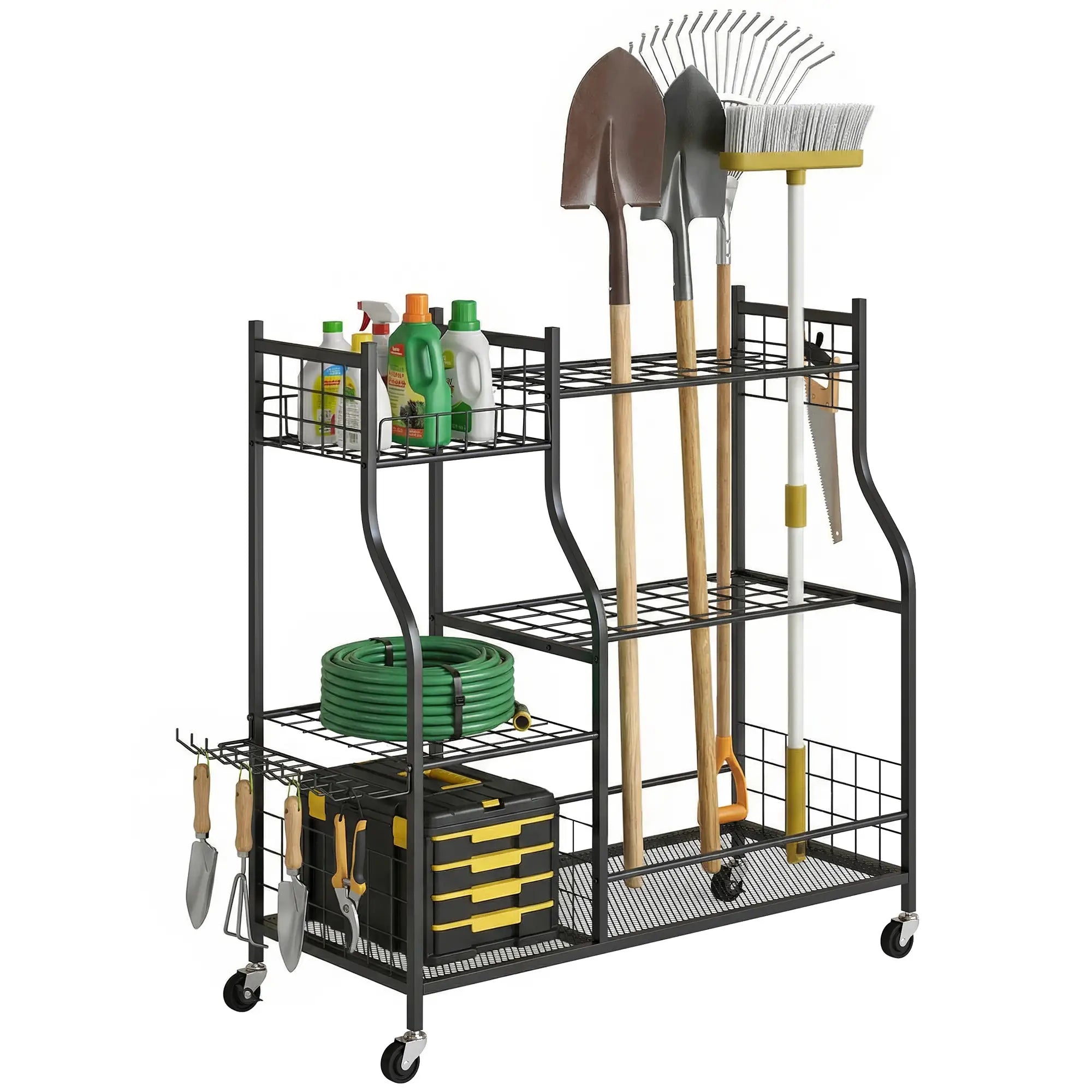 3-Tier Garden Tool Organizer, 74 Slots, 4 Wheels, 11 Hooks Garden Accessories at Gallery Canada