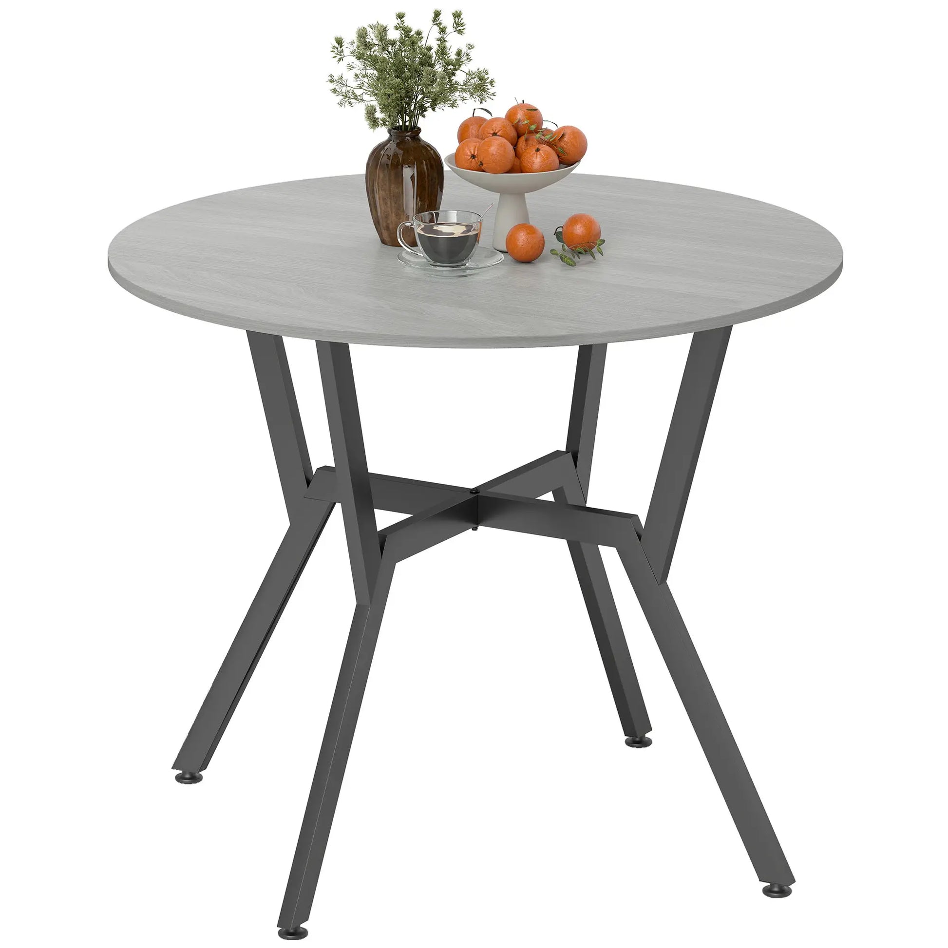 35" Round Dining Table, Steel Frame, Small Kitchen Table, Grey Dining Tables at Gallery Canada