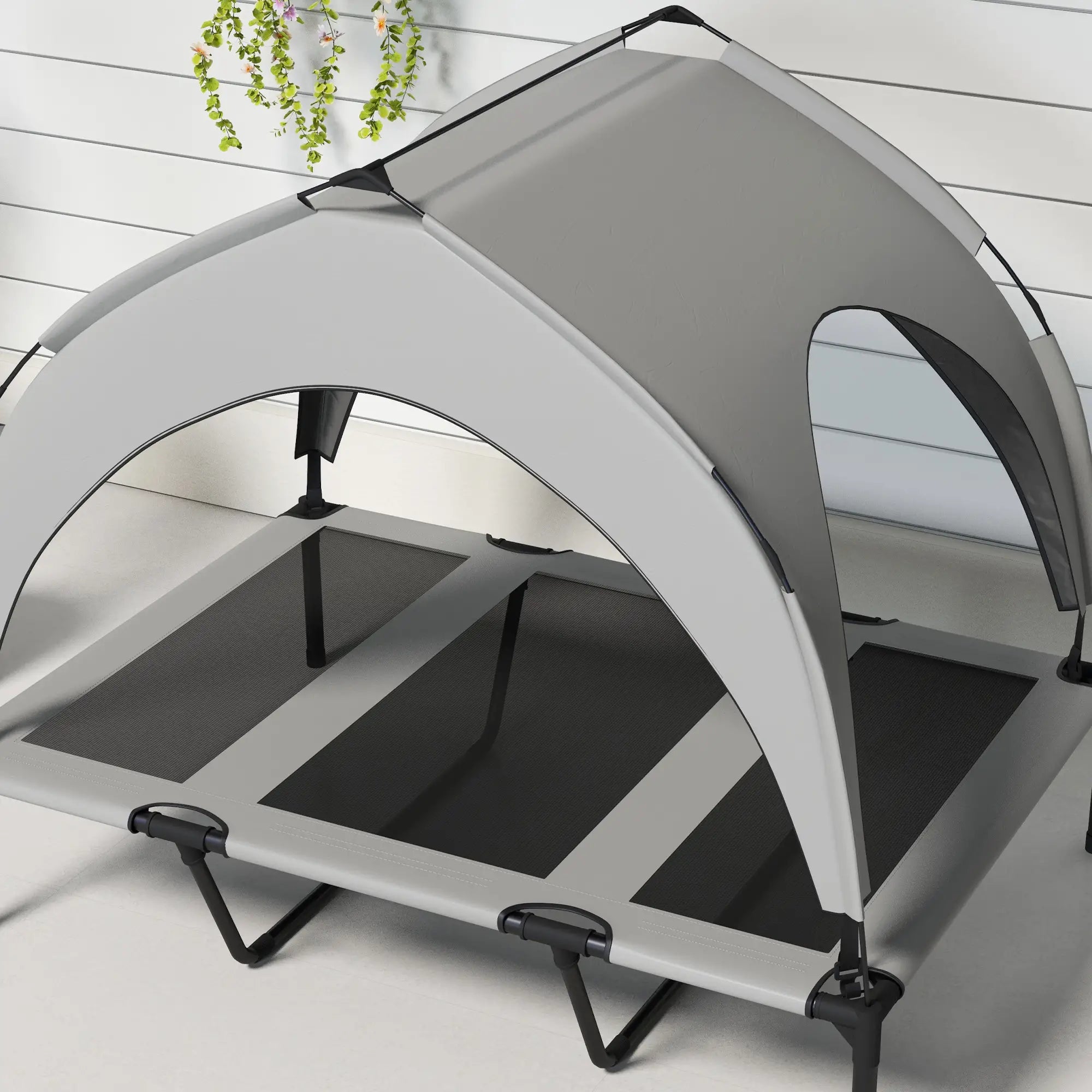 Raised Dog Bed With Canopy, Washable Mesh, Large, Light Grey Elevated Dog Beds at Gallery Canada