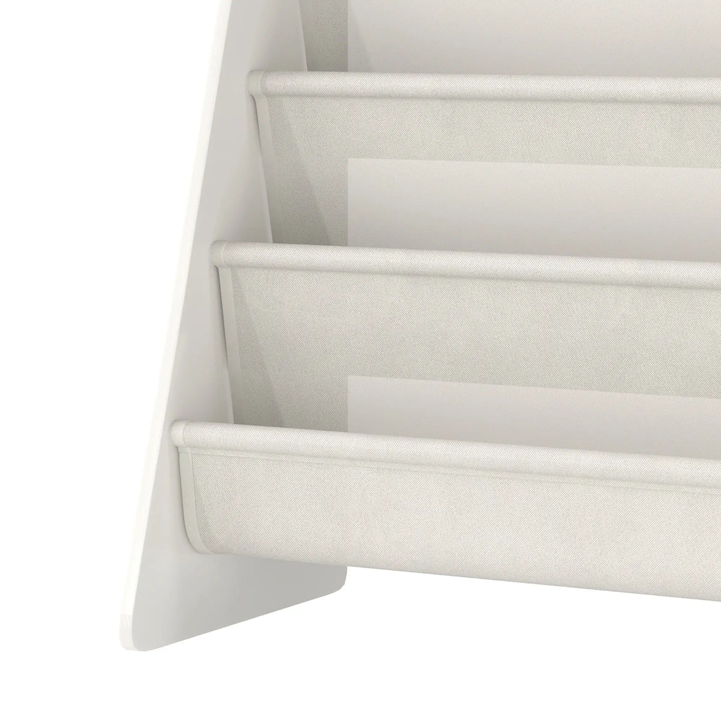 Fabric Kids Bookshelf, 4-Tier Toddler Sling Book Rack, White