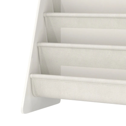 Fabric Kids Bookshelf, 4-Tier Toddler Sling Book Rack, White