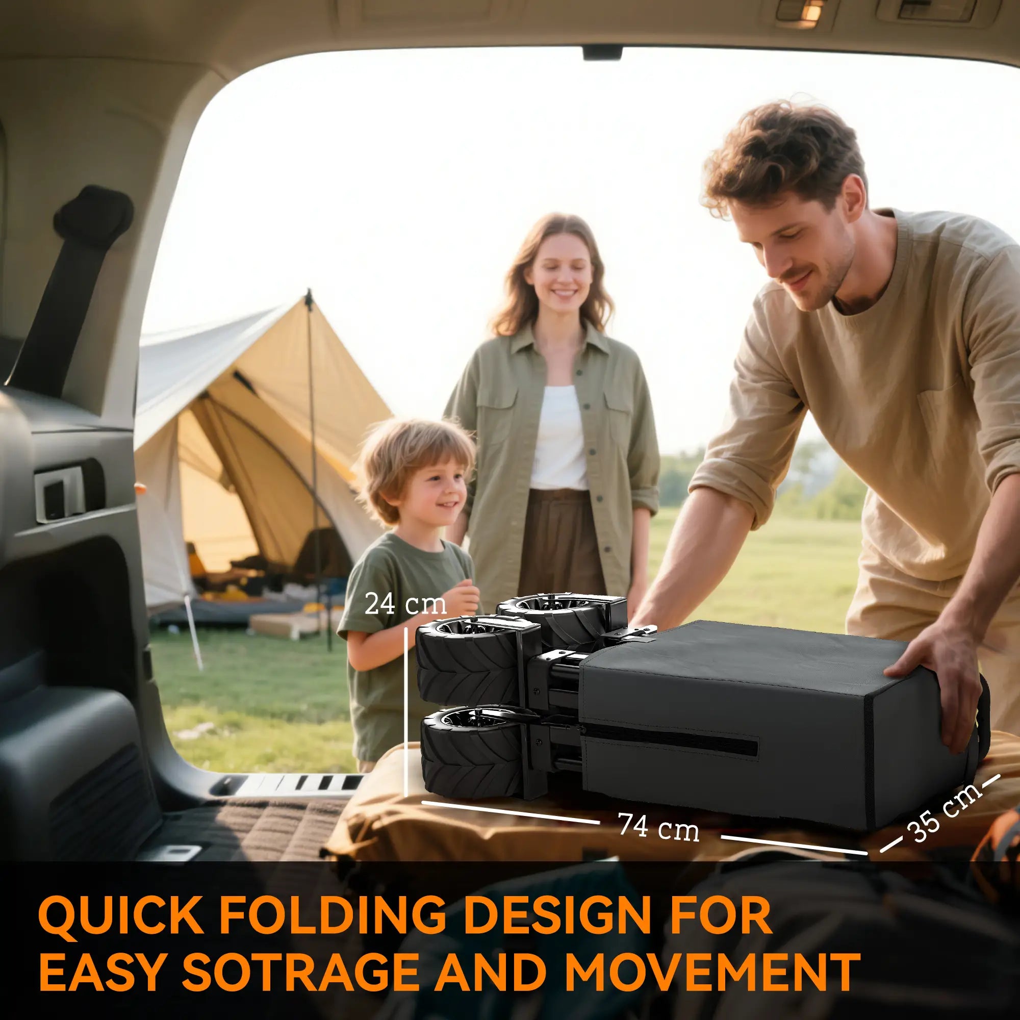 Folding Camping Trailer, Outdoor Pull Along, Anti-Slip Wheel, Dark Grey Bike Cargo Trailers at Gallery Canada