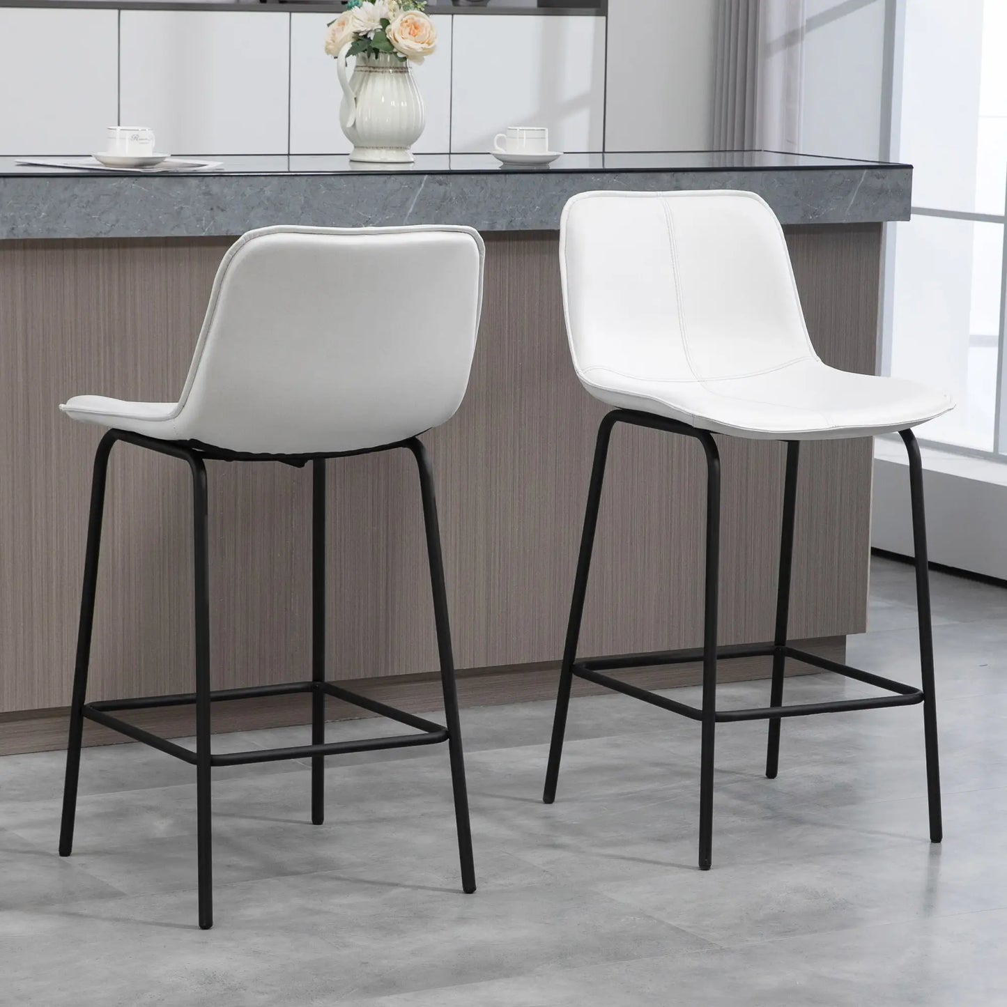 Upholstered Counter Height Bar Stools, Set of 2, Steel Legs Bar Stools at Gallery Canada