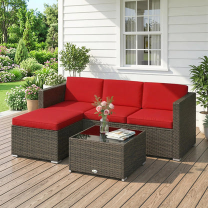 3-Piece Patio Furniture Set, Outdoor PE Rattan Wicker Sofa, Glass Top Table Patio Furniture Sets at Gallery Canada