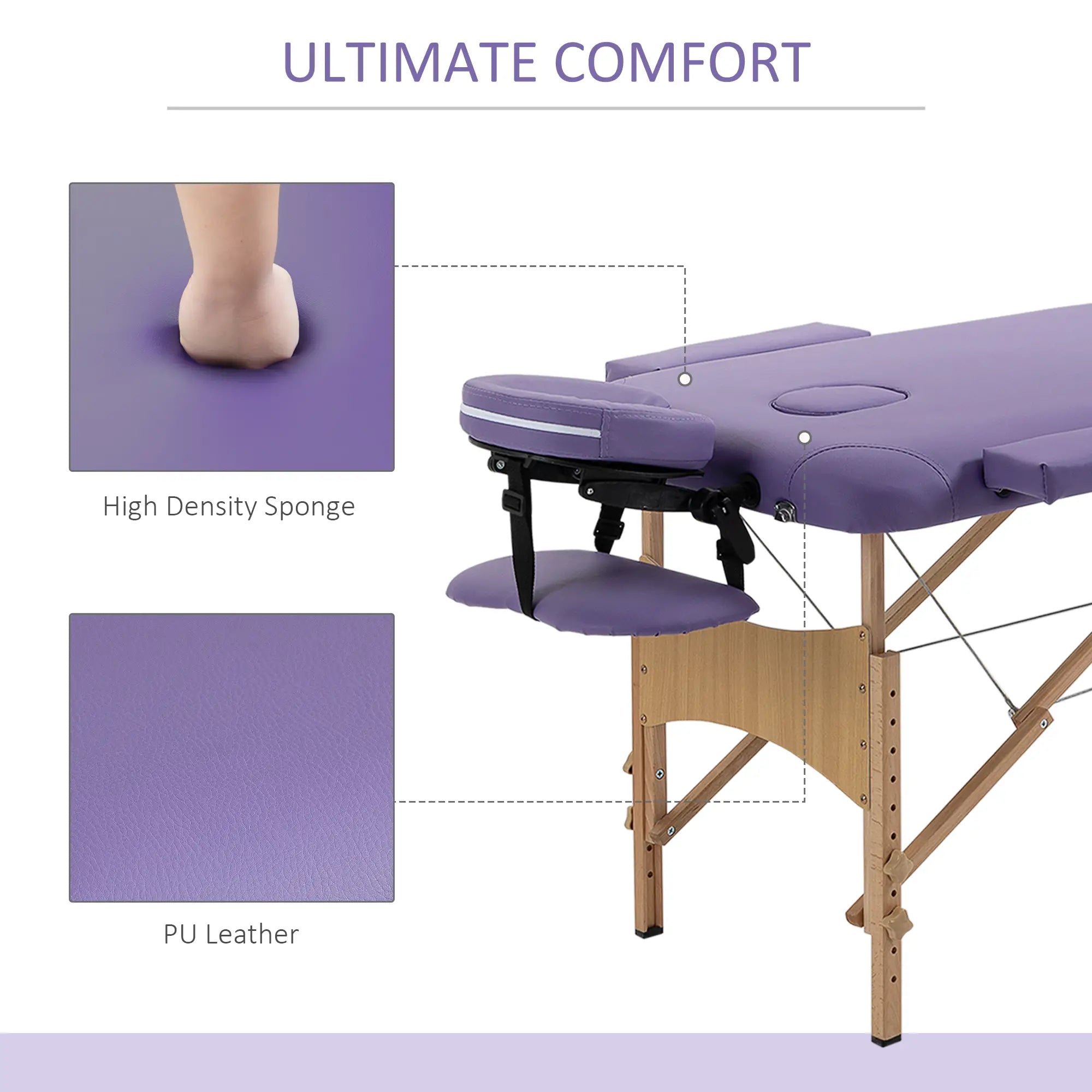 83 Inch Portable Folding Massage Table, Adjustable Salon Spa Bed, Purple Portable Massage Tables at Gallery Canada