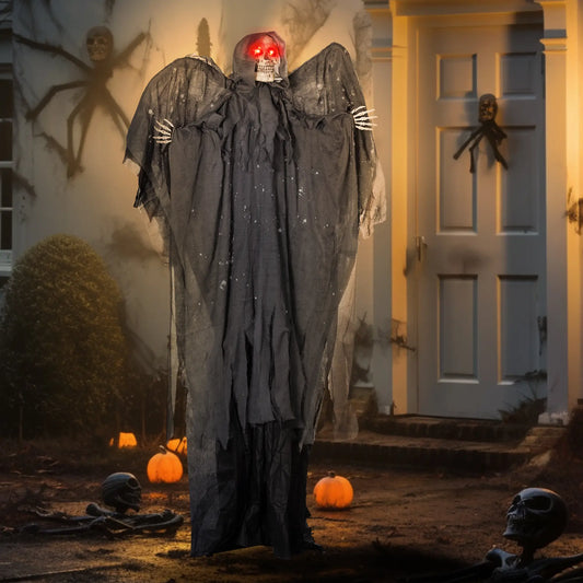 6.4' Winged Grim Reaper Halloween Decoration, Animatronic with Light Up Eyes Halloween Decorations Grey at Gallery Canada