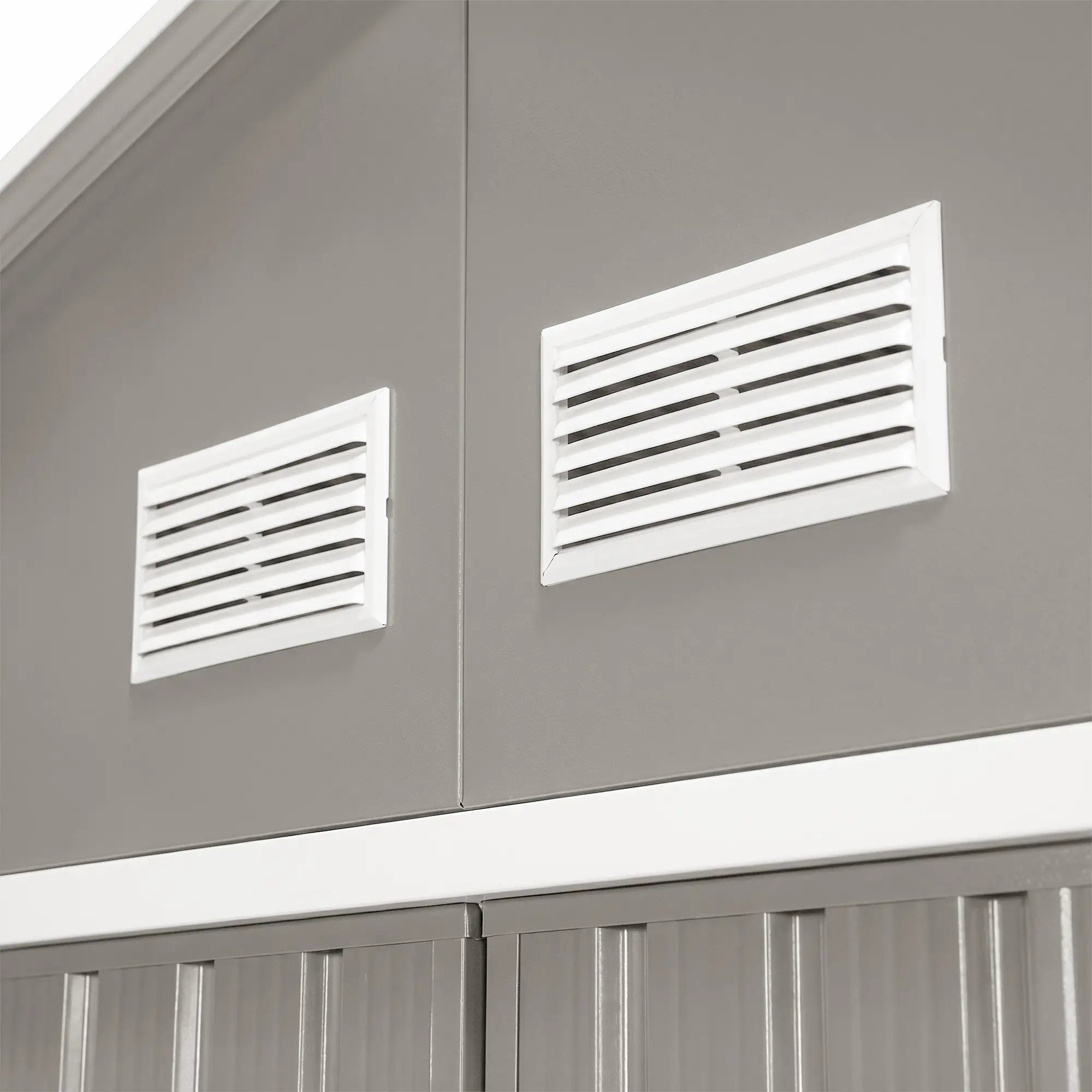 11' x 13' Garden Storage Shed, Double Sliding Door, 4 Vents, Light Grey Sheds at Gallery Canada