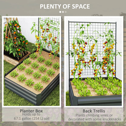 Galvanized Raised Garden Bed, Trellis for Climbing Plants, Dark Grey Raised Garden Beds at Gallery Canada