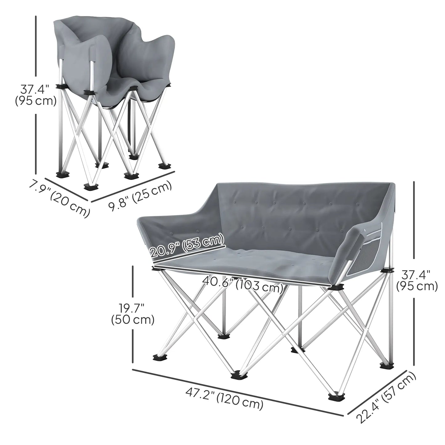 Double Camping Chair, Oversized Loveseat, Heavy Duty, Supports 529 lbs Picnic Tables & Camping Chairs at Gallery Canada