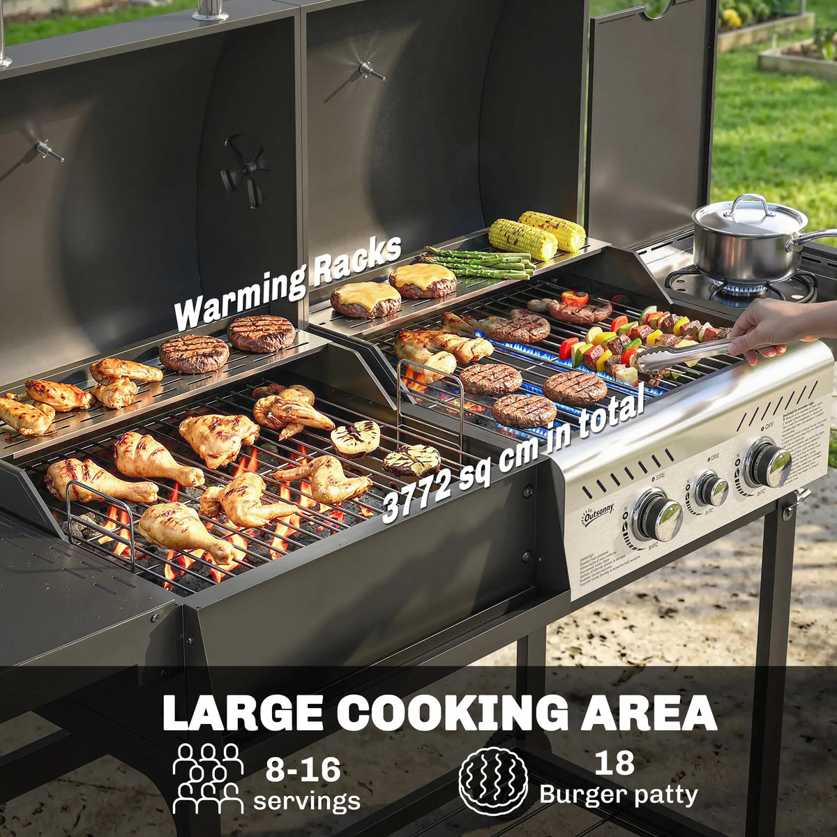 Dual Fuel BBQ Grill, Charcoal And Gas Burner, Black Propane Gas Grills at Gallery Canada