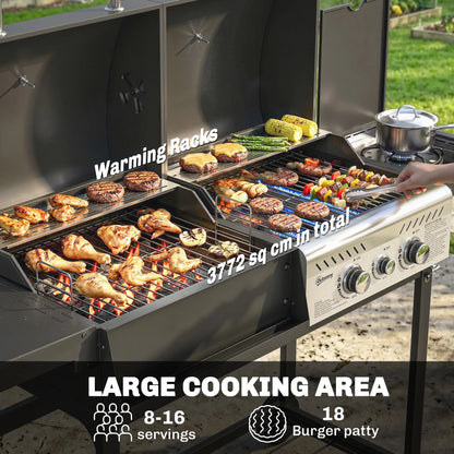 Dual Fuel BBQ Grill, Charcoal And Gas Burner, Black Propane Gas Grills at Gallery Canada