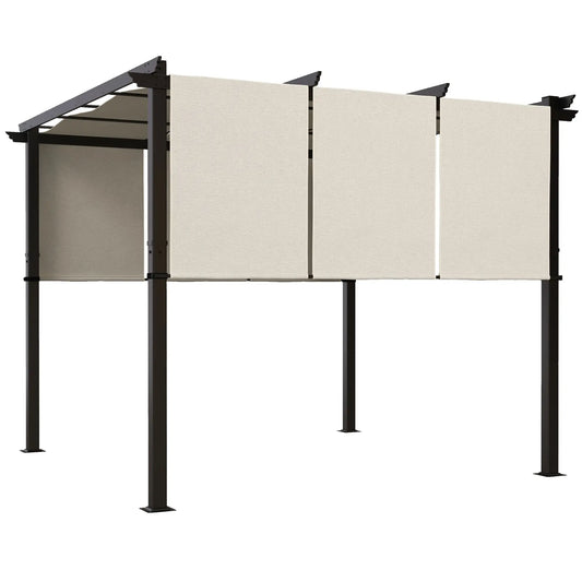 10' x 10' Metal Pergola, Retractable Canopy, Garden, Patio, Backyard Pergolas Beige at Gallery Canada
