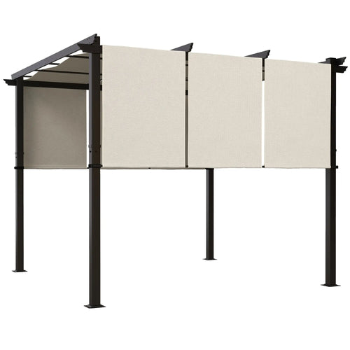 10' x 10' Metal Pergola, Retractable Canopy, Garden, Patio, Backyard