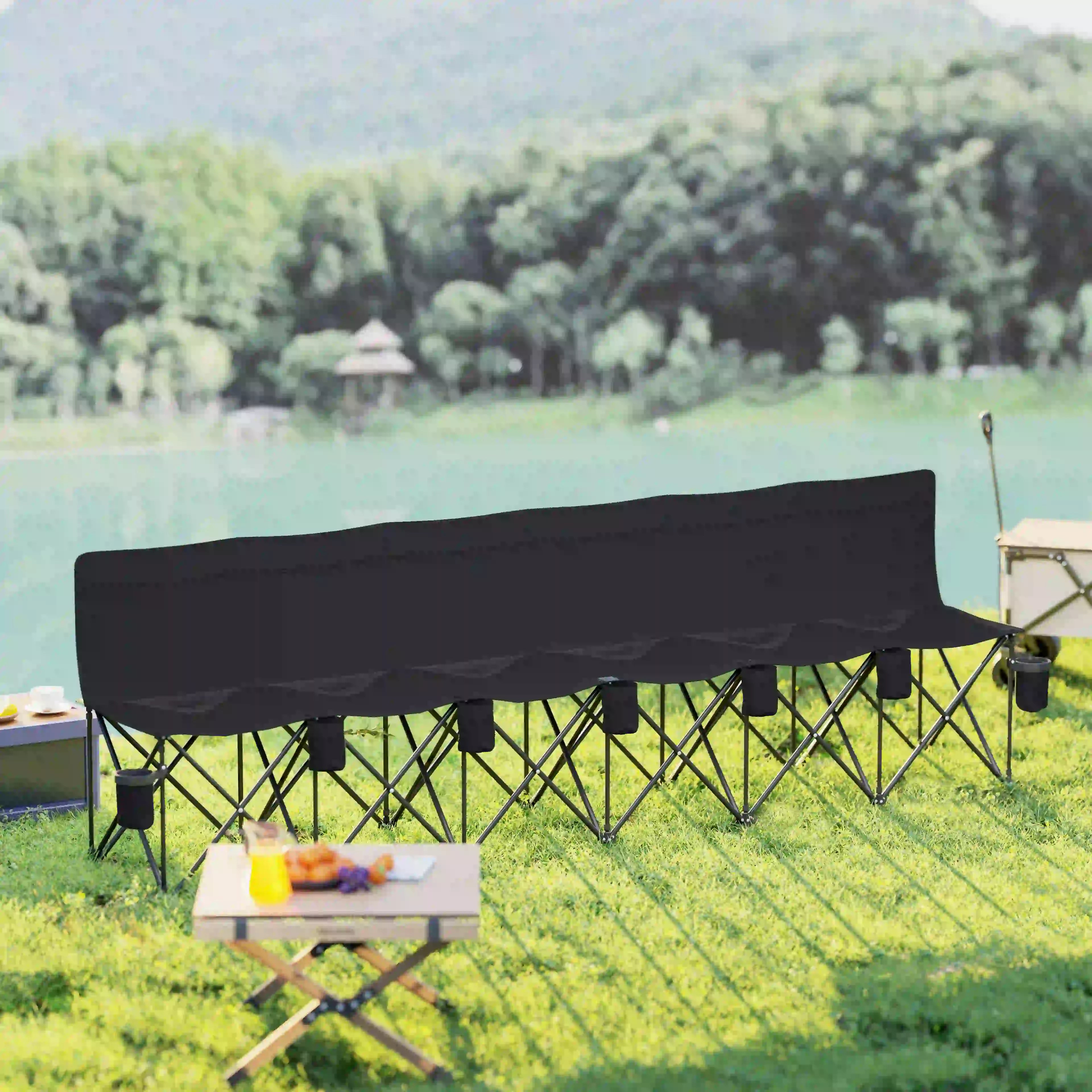 6 Seat Folding Camping Chair, Cup Holder, Carrying Case, Black Picnic Tables & Camping Chairs at Gallery Canada