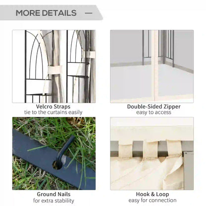 10'x10' Soft-Top Gazebo, Double Tier Roof, Mesh Curtains, Cream Gazebos at Gallery Canada