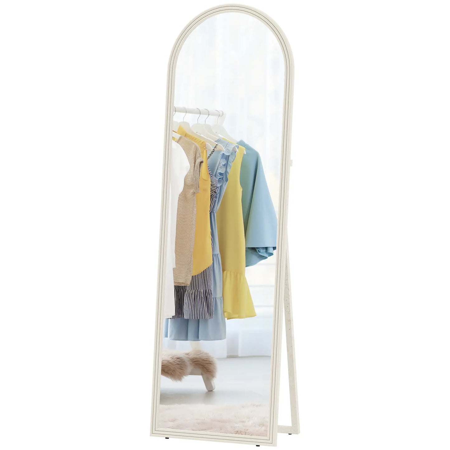 64" x 21" Full Length Mirror, Free Standing, Arched Body, White Full Length Mirrors White at Gallery Canada