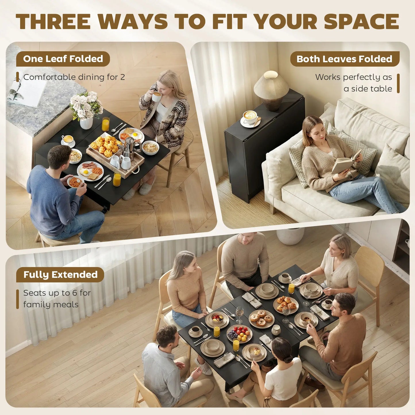 Extendable Dining Table, Collapsible Folding Table, Black Bar Tables & Dining Tables at Gallery Canada