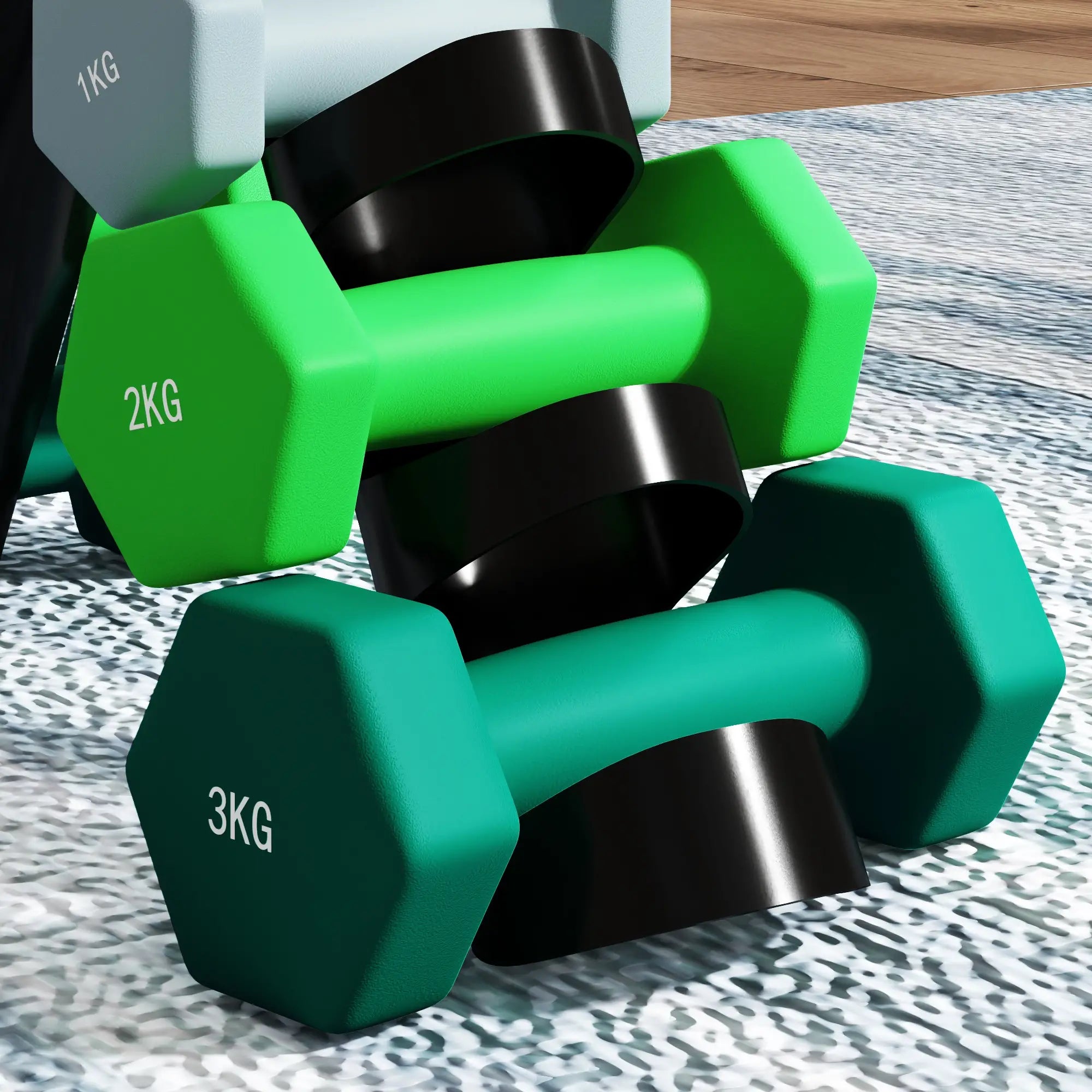 26 LBS Hex Dumbbell Set, Adjustable, Vertical Rack, Green Dumbbells & Barbells at Gallery Canada