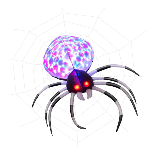 3.5 Feet Wall Halloween Inflatable Spider with Multi-Color Lights and Built-In Blower, Purple
