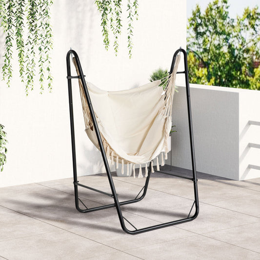 Hammock Chair with U Shape Stand, Hammock Swing Chair with A Side Pocket, Cream White - Gallery Canada