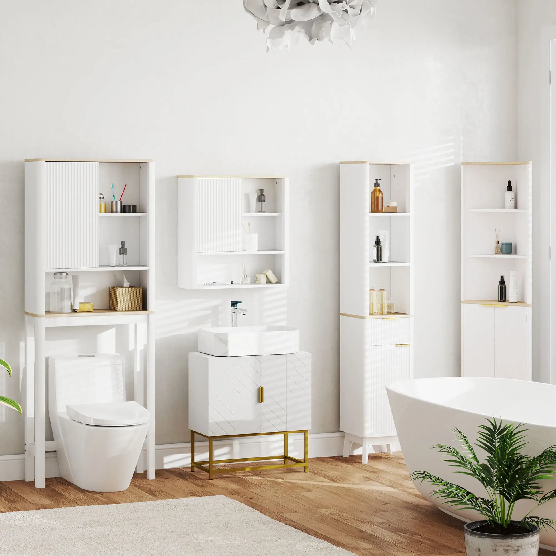 Bathroom Wall Cabinet, Medicine Cabinet with Adjustable Shelves, White Bathroom Cabinets at Gallery Canada