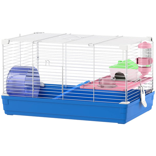 18.5" Hamster Cage With Wheel, Bottle & Dish, 2 Storey Hamster Cages Blue and White at Gallery Canada