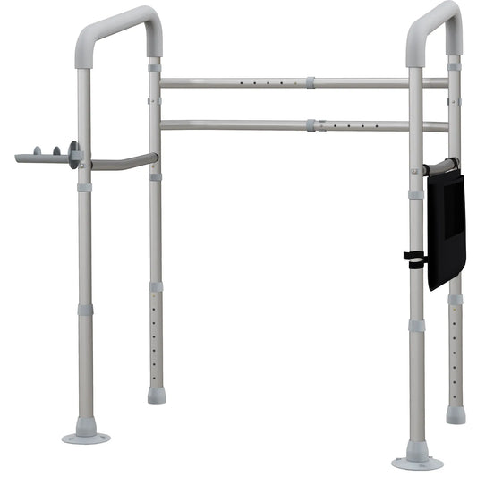 Stand Alone Toilet Safety Frame, Adjustable Height Width, 300lb Grab Bar, Padded Handles Bath Accessories Silver at Gallery Canada