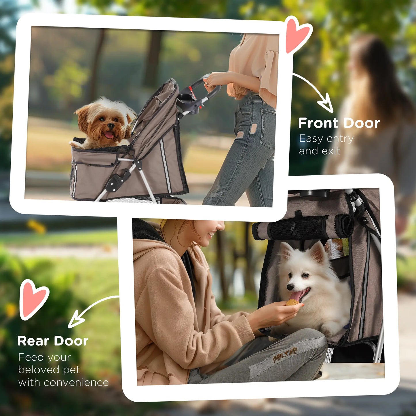 3 Wheel Foldable Cat Stroller, Storage Basket, Adjustable Canopy, Coffee Dog Bike Trailers & Strollers at Gallery Canada