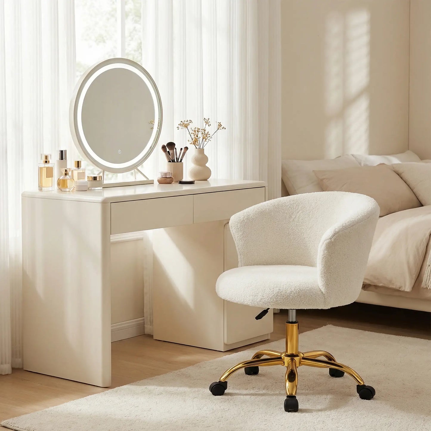 Armless Office Chair, Adjustable Height, Swivel Wheels, Mid Back, Gold Task Chairs at Gallery Canada