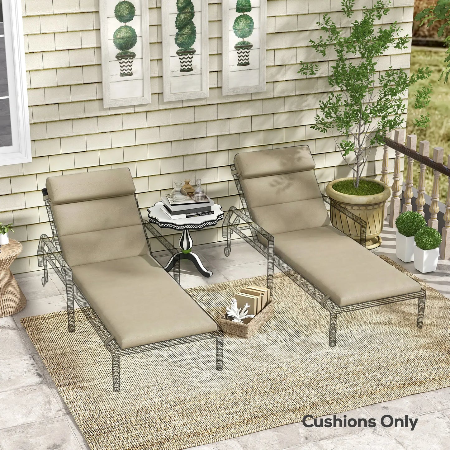 Patio Chaise Lounge Chair Cushions, Set of 2, Beige Patio Chair Cushions at Gallery Canada