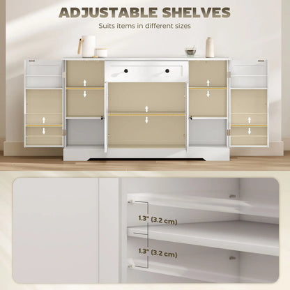 Farmhouse Sideboard Buffet Cabinet, Adjustable Shelves, Barn Doors, White Bar Cabinets at Gallery Canada