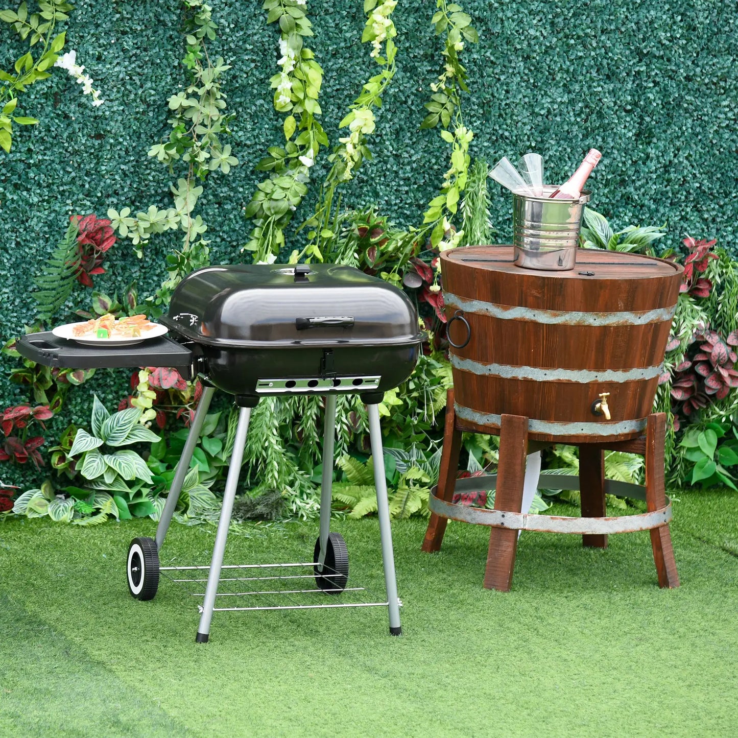 Charcoal BBQ Grill With Warming Rack, Portable Barbecue Smoker, 89 x 60 x 83 cm, Black Charcoal BBQ Grils at Gallery Canada
