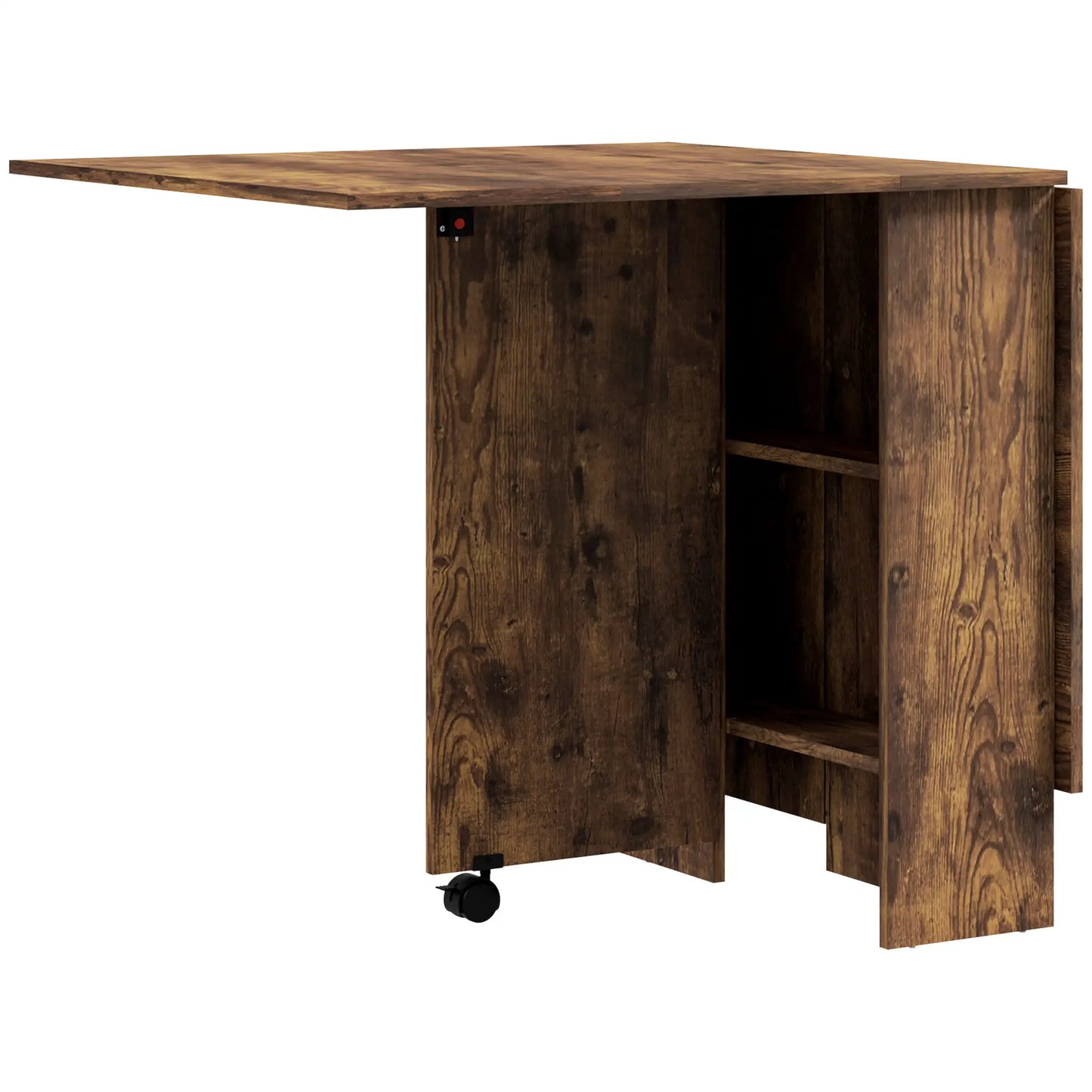 Extendable Dining Table, Collapsible w/ Shelves, Casters, Rustic Brown, Brown Dining Tables Rustic Brown at Gallery Canada