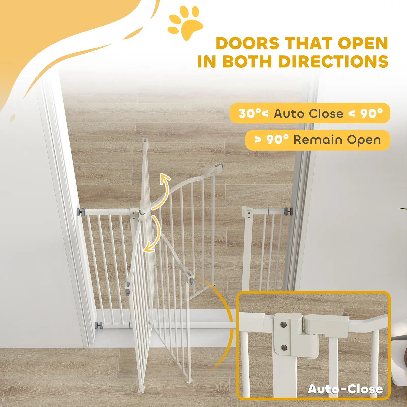 Extra Tall Dog Gate with Door, Pressure Fit, Auto Close, 29-39 Inches, White Houses, Kennels & Pens at Gallery Canada