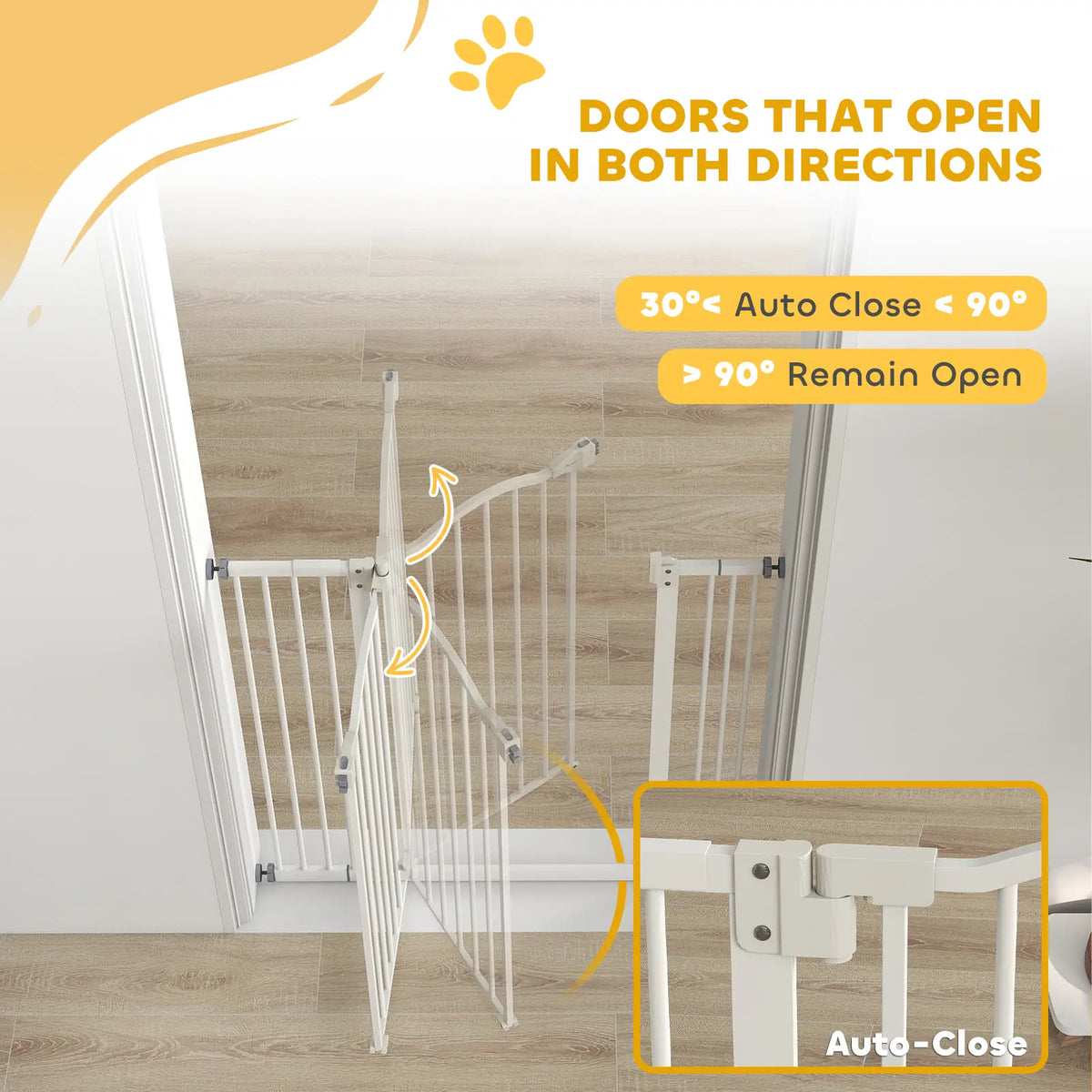 Extra Tall Dog Gate with Door, Pressure Fit, Auto Close, 29-39 Inches, White Houses, Kennels & Pens at Gallery Canada