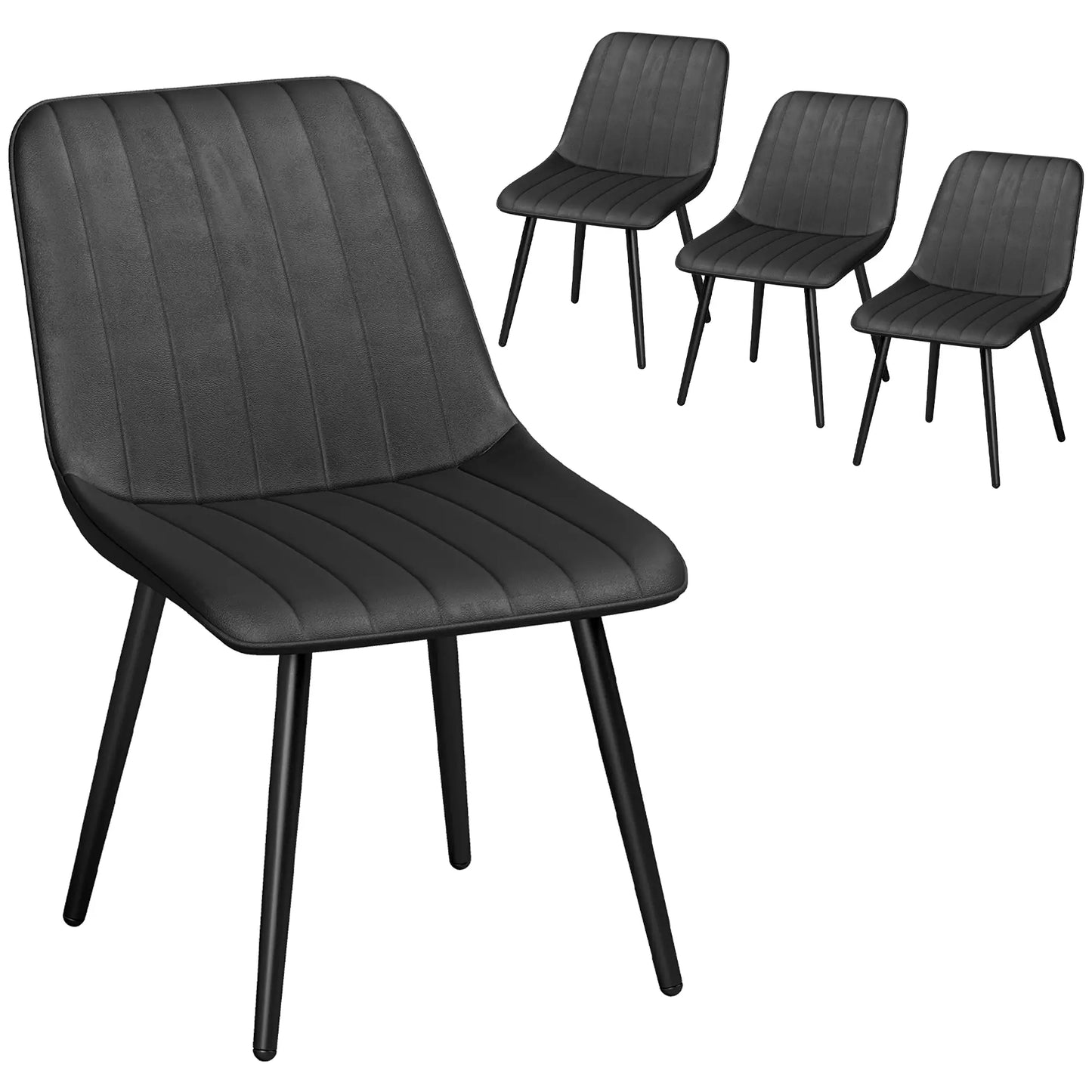 Faux Leather Dining Chairs Set of 4, Black Metal Legs, Black Dining Chairs at Gallery Canada