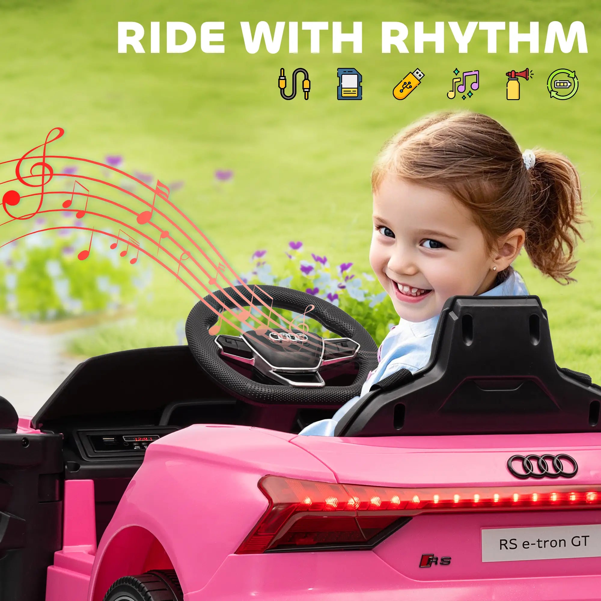 12V Ride-On Car with Remote Control, 3.1 MPH, Pink Electric Toy Cars at Gallery Canada